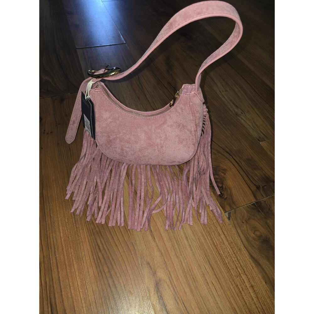 Western Faux Suede Fringe Shoulder Bag Purse - Universal Thread Pink - Picture 3 of 8